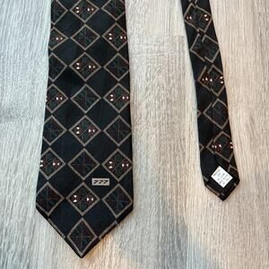 Boeing Company Mens Silk Neck Tie Black Geometric Diamond Pattern